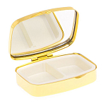 Таблетница карманная прямоугольная с 2-мя отделениями с зеркалом и накладкой из натурального камня Апатит Голубой Gold Stone Pillboxes варинант исполнения - 3 | Loft Concept в Перми