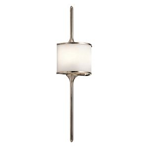 Бра вертикальное с белым полукруглым плафоном и длинным стержнем L Kichler