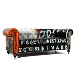 Диван Честерфильд граффити graffiti Orange Sofa натуральная кожа варинант исполнения - 1 | Loft Concept в Перми