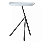 Столик приставной с круглой серой столешницей и черным основанием Round Stable Table варинант исполнения - 1 | Loft Concept в Перми