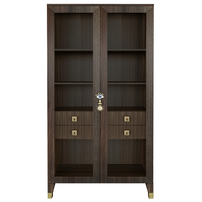 Дизайнерский шкаф витрина Elsa Dreams Walnut с 4-мя ящиками Орех Золотой в Перми | Loft Concept 