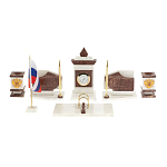 Настольный письменный набор из мрамора и лемезита с гербом и флагом России Marble Accessory варинант исполнения - 1 | Loft Concept в Перми