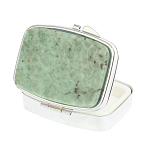 Таблетница карманная прямоугольная с 2-мя отделениями с зеркалом и накладкой из натурального камня Жадеит Silver Stone Pillboxes варинант исполнения - 2 | Loft Concept в Перми