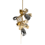 Люстра подвесная вытянутой формы с плафонами из стекла и металла с тремя вертикальными подвесками Gilded Mirage  варинант исполнения - 1 | Loft Concept в Перми