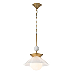 Подвесной светильник латунного цвета с конусовидным белым плафоном Quintiesse варинант исполнения - 3 | Loft Concept в Перми