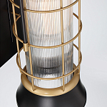 Настенный фонарь цилиндрической формы с рифленым стеклом в золотом каркасе на черном прямоугольном основании Eurofase варинант исполнения - 3 | Loft Concept в Перми