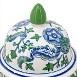 Ваза с крышкой и зелено-голубым рисунком на белом фоне 51 см Blue & White Ornament варинант исполнения - 3 | Loft Concept в Перми