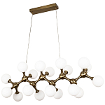Линейная люстра с плафонами из стеклянных шаров Pearls Suspension Linear Brass Chandelier варинант исполнения - 1 | Loft Concept в Перми