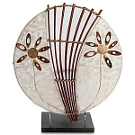 Настольная лампа из перламутра и дерева на подставке Indonesian Shell Flower варинант исполнения - 1 | Loft Concept в Перми