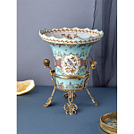 Ваза из голубого фарфора с рисунком птиц и цветов и декоративными элементами Blue Garden варинант исполнения - 6 | Loft Concept в Перми