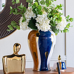 Ваза с крышкой и мазками синего и золого цвета на белом фоне Chinoiserie Ceramics варинант исполнения - 4 | Loft Concept в Перми