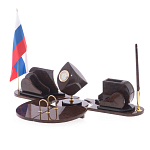 Настольный письменный набор из природного камня обсидиана коричневого Team leader варинант исполнения - 2 | Loft Concept в Перми