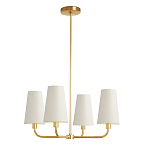 Люстра золотая с белыми тканевыми абажурами Coolness варинант исполнения - 1 | Loft Concept в Перми