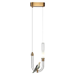 Подвесной светильник с декоративной фигуркой птицы на прозрачной изогнутой трубке Ganthea варинант исполнения - 3 | Loft Concept в Перми