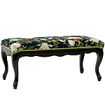 Банкетка из натурального бука черная с изображением птиц и цветов Blooming Birds варинант исполнения - 1 | Loft Concept в Перми