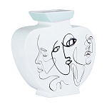 Ваза плоская белая с абстрактными черными линиями в форме лиц Faces of Imagination варинант исполнения - 1 | Loft Concept в Перми