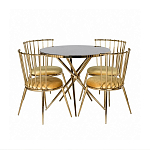 Обеденный стол с чёрной круглой столешницей на золотых ножках Rive Gauche Table варинант исполнения - 3 | Loft Concept в Перми