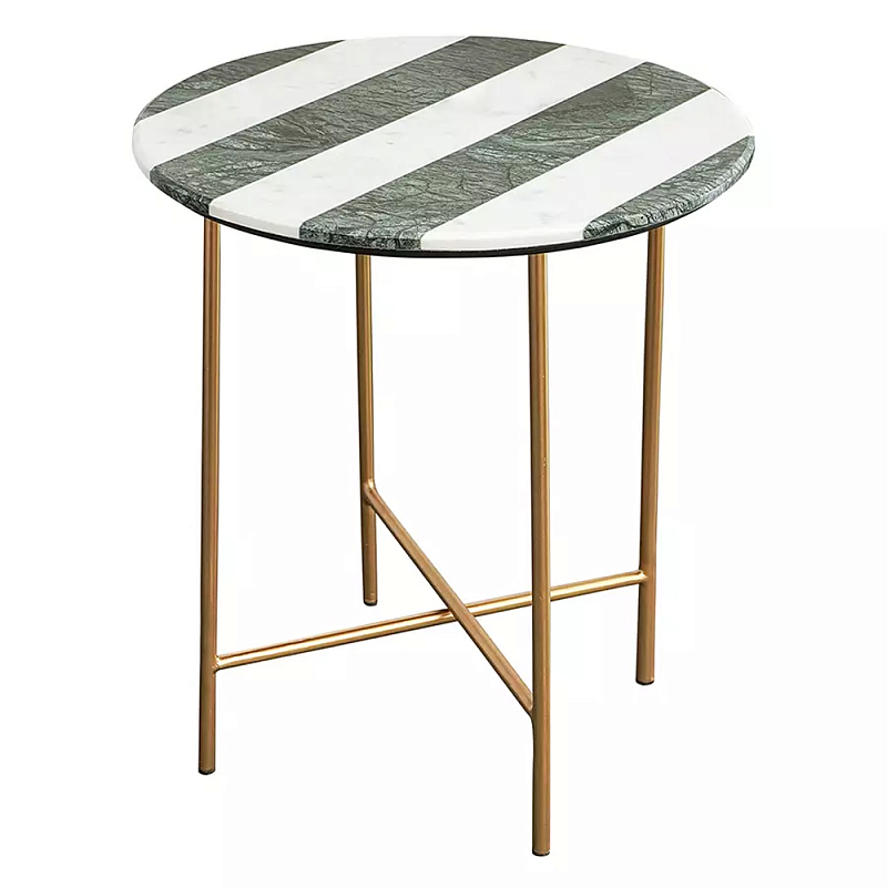 Столик приставной с круглой столешницей с полосатым узором Tabletops with Striped Pattern Серый Белый в Перми | Loft Concept 