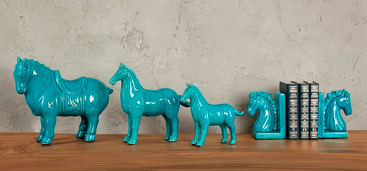 Фигурка керамика синяя лошадь большая Blue Horse Фигурка керамика синяя лошадь большая Blue Horse - Loft-Concept в Перми