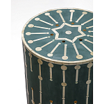 Приставной круглый столик с инкрустацией blue Mandika Bone Inlay  варинант исполнения - 1 | Loft Concept в Перми