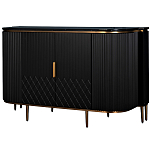 Комод черный округлой формы с рельефным фасадом Black Cut варинант исполнения - 1 | Loft Concept в Перми