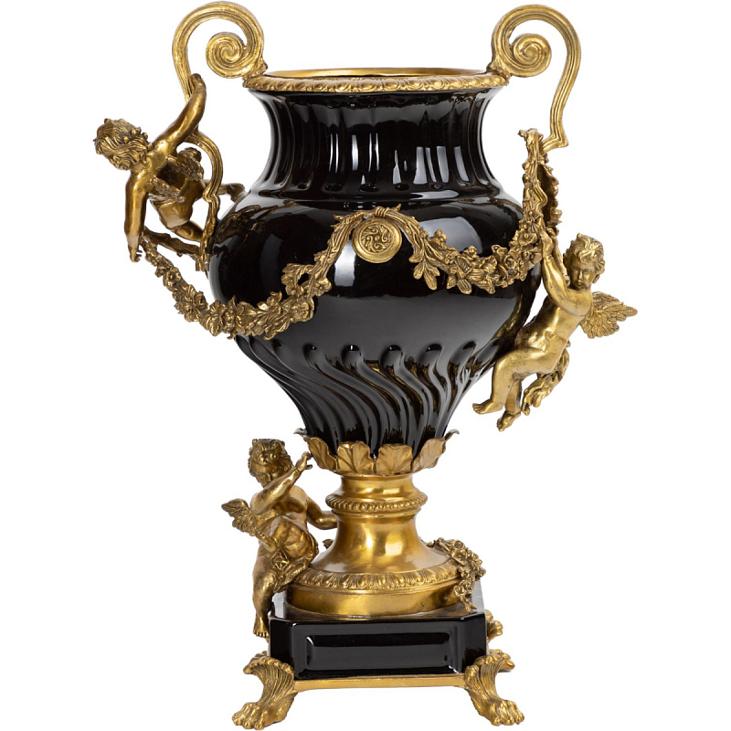 Ваза фарфоровая Black Gold Черный Золотой Ваза фарфоровая Black Gold Черный Золотой в Перми | Loft Concept