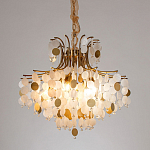 Люстра подвесная с белыми и золотыми круглыми подвесками Диаметр 70 см SHELL Chandelier варинант исполнения - 2 | Loft Concept в Перми