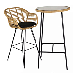 Барный столик с круглой плетеной столешницей Wicker Table Top варинант исполнения - 3 | Loft Concept в Перми