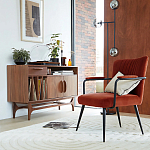 Кресло бархатное с подлокотниками на металлическом каркасе Oriel Retro Armchair варинант исполнения - 7 | Loft Concept в Перми