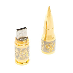 Флешка на 32 гб в виде патрона с гравировкой Герба РФ в подарочной коробке Metal Flash Drive варинант исполнения - 3 | Loft Concept в Перми