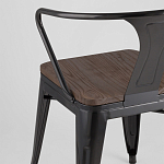 Черный глянцевый стул с сиденьем из натурального дерева TOLIX варинант исполнения - 7 | Loft Concept в Перми