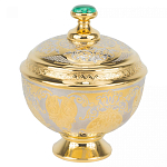 Сахарница металлическая с гравировкой и натуральным камнем Малахит в подарочной коробке Metal Stone Sugar Bowls варинант исполнения - 1 | Loft Concept в Перми