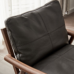 Кресло c каркасом из массива дерева и мягкой кожаной обивкой Walnut Armchair варинант исполнения - 5 | Loft Concept в Перми