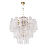 Люстра круглая многоярусная с прозрачными подвесками из стекла Hexagon Tube Light варинант исполнения - 2 | Loft Concept в Перми