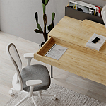 Стол письменный с выдвижным ящиком цвета древесины LEILA WORKING TABLE OAK ANTHRACITE варинант исполнения - 9 | Loft Concept в Перми