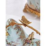 Блюдо из голубого фарфора с бронзовой ручкой в виде ветки Blue Garden варинант исполнения - 5 | Loft Concept в Перми