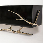 Дизайнерский комод чёрный глянцевый с основанием в виде золотых ветвей Meta Credenza  варинант исполнения - 1 | Loft Concept в Перми