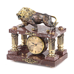 Часы настольные из креноида и бронзы с декором в виде льва Lion Stone Clock варинант исполнения - 3 | Loft Concept в Перми