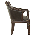 Кресло кожаное на 4-х деревянных ножках из массива березы Ethan Armchair brown варинант исполнения - 1 | Loft Concept в Перми