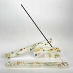 Подставка под благовония из эпоксидной смолы с цветами белая Epoxy Resin Flowers Incense Oval Stand White варинант исполнения - 4 | Loft Concept в Перми