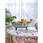 Чаша из голубого фарфора на бронзовых ножках с рисунком цветов и фигурками стрекоз Blue Garden варинант исполнения - 2 | Loft Concept в Перми