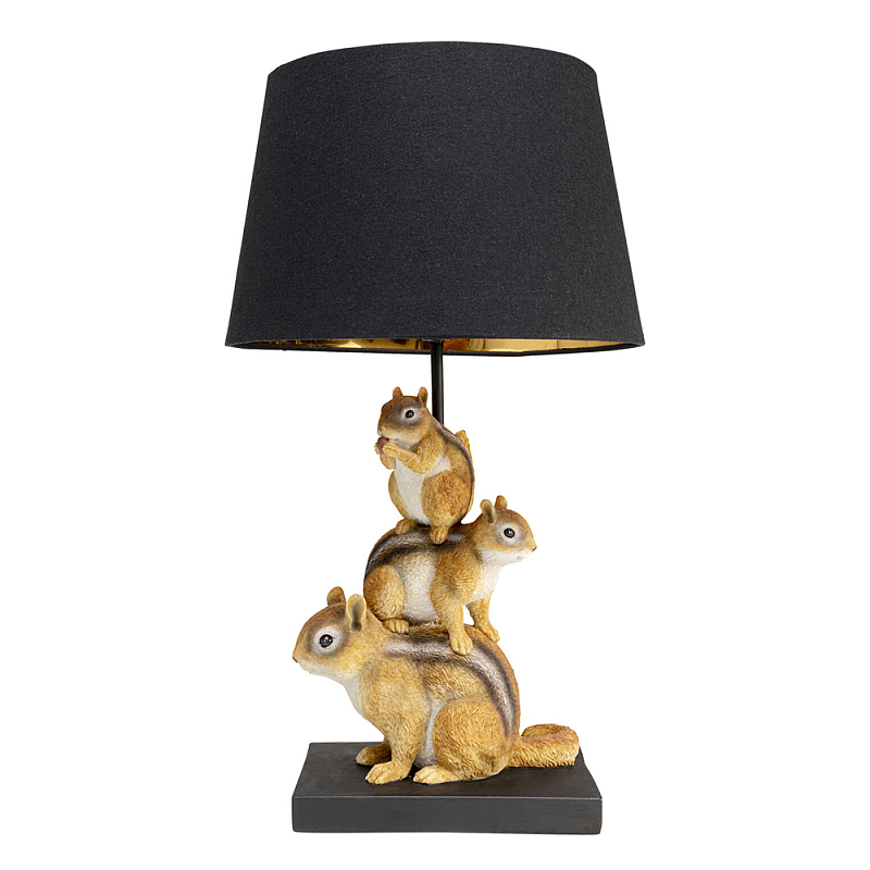 Настольная лампа в детскую Бурундуки Черный Золотой Бежевый в Перми | Loft Concept 