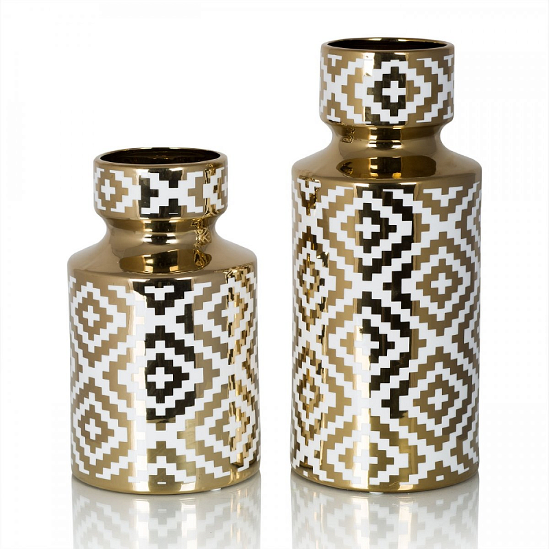 Ваза из керамики Gold Deco Белый Глянцевое золото Ваза из керамики Gold Deco Белый Глянцевое золото в Перми | Loft Concept