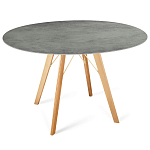 Стол обеденный с серой овальной столешницей из керамики на четырех деревянных ножках Gray Ceramics варинант исполнения - 6 | Loft Concept в Перми