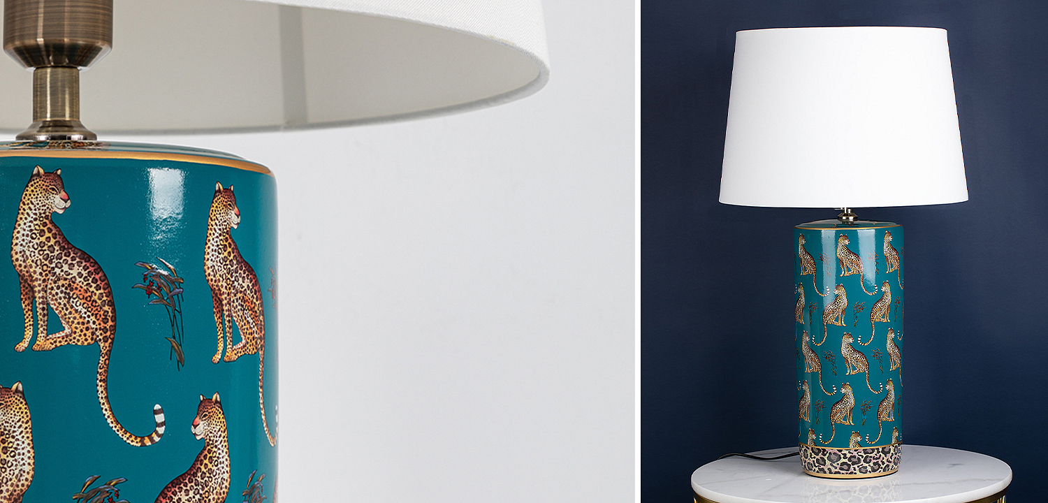 Настольная лампа с абажуром Leopard Lampshade Emerald Настольная лампа с абажуром Leopard Lampshade Emerald - Loft-Concept в Перми