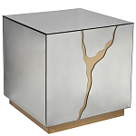 Столик журнальный зеркальный с золотым декором Gold Painted Mirror Table варинант исполнения - 1 | Loft Concept в Перми