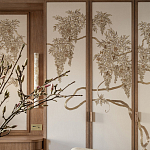 Обои с вышивкой ручной работы Deco Wisteria ﻿Midas colourway on Liso Pearl wool sateen варинант исполнения - 3 | Loft Concept в Перми