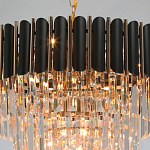 Люстра из черного металла с многоярусными подвесками из прозрачного хрусталя на золотой цепи Empire Black Chandelier Crystal варинант исполнения - 9 | Loft Concept в Перми