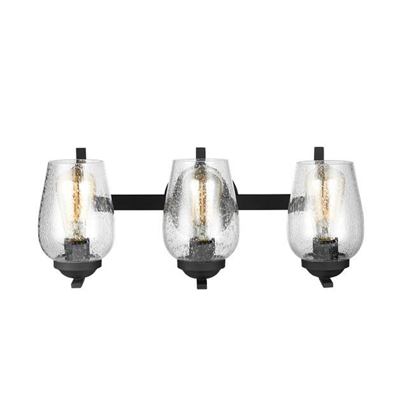 Бра черного цвета с 3-мя плафонами из прозрачного стекла с пузырьками Generation Lighting Черный Прозрачное Стекло в Перми | Loft Concept 