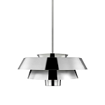 Подвесной светильник с широким многоярусным металлическим плафоном цвета никель в современном стиле Feiss варинант исполнения - 1 | Loft Concept в Перми